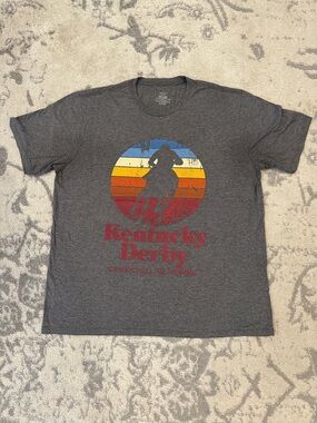 Gildan Charcoal Kentucky Derby Graphic Tee - Retro Sunset Design